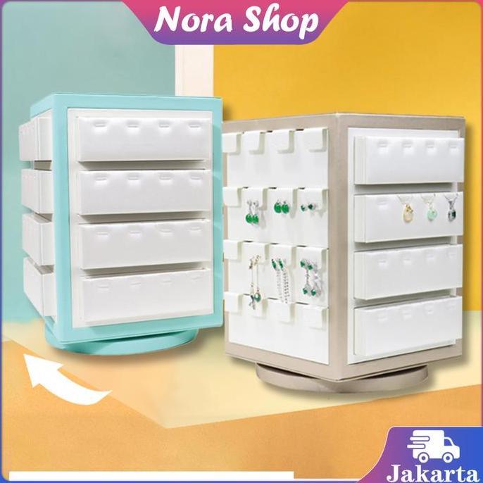 GUNEMANE Rak Display Putar Perhiasan Kalung Cincin Rak Anting Putar 360 Magnetik