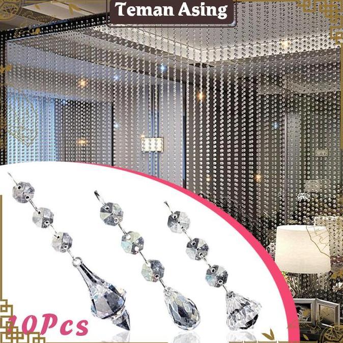 DZAPIRA 10Pcs Tirai Crystal Acrylic Tirai Manik Kristal Kaca Tirai Manik Kristal Mengkilap