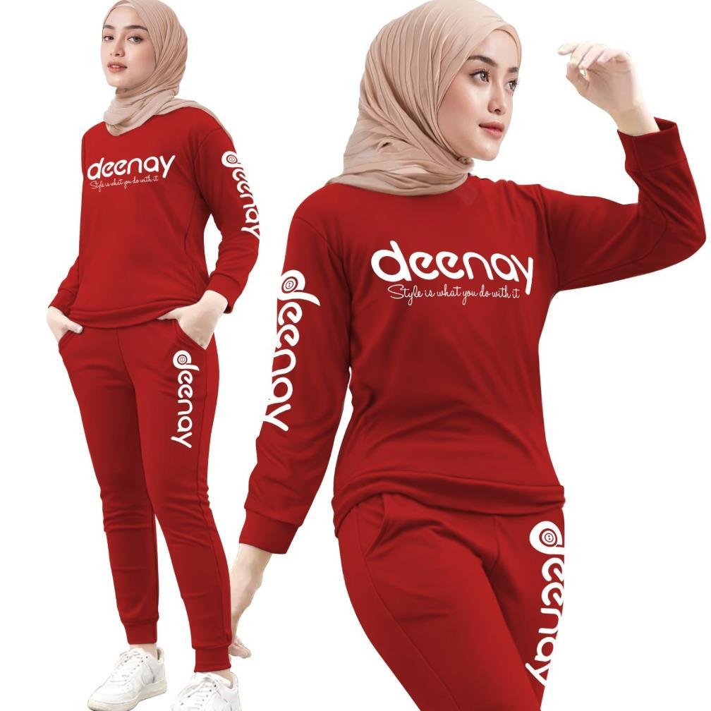 ORIGINAL SETELAN OLAHRAGA WANITA DEWASA MOTIF DEENAY TERMURAH BAJU TRAINING REMAJA PAKAIAN SENAM JOG