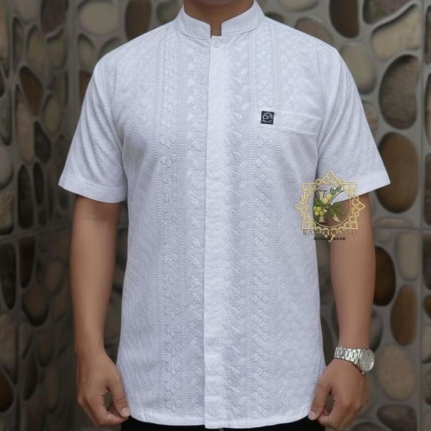 Terbaru Koko Mewah Katun Full Bordir Putih Bersih Pria