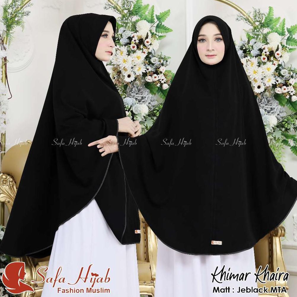 FAST DELIVERY KHIMAR SYARI JETBLACK MTA KHIMAR KHAIRA KHIMAR HITAM PEKAT KATUN ARAB FATHAN_HIJABSTOR