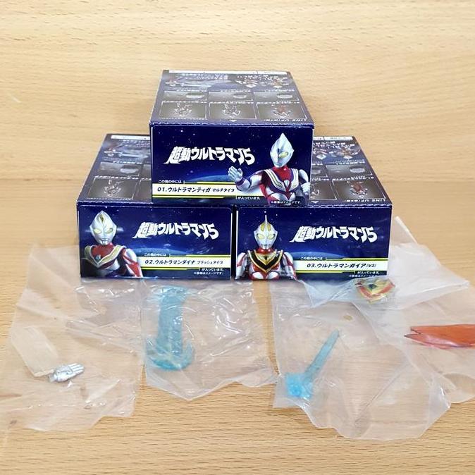 SHODO Choudou Ultraman 5 [3/SET] Tiga Dyna Gaia V2 +Parts HEISEI Ultra
