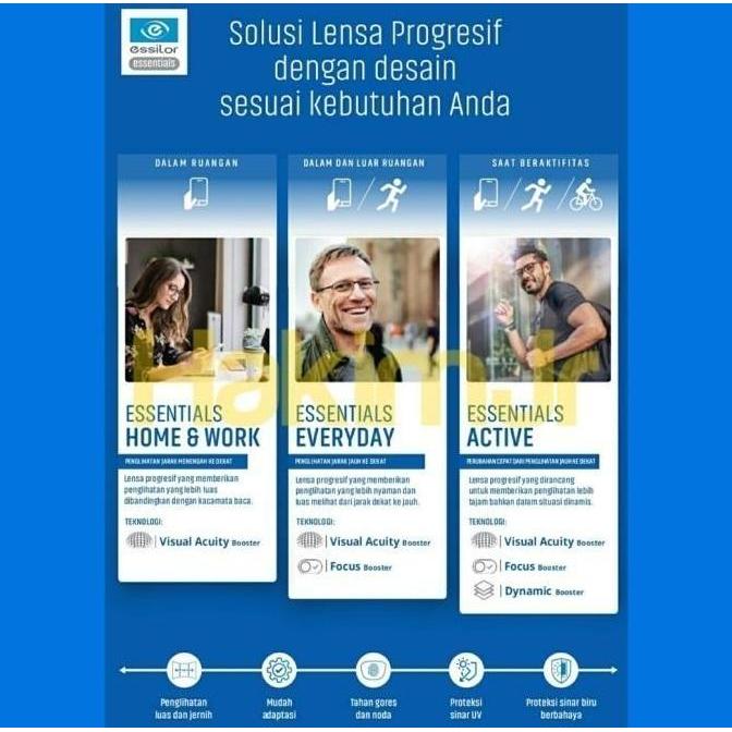 Lensa Essilor Progresif Essentials Everyday Light Adapt Grey Day&Night