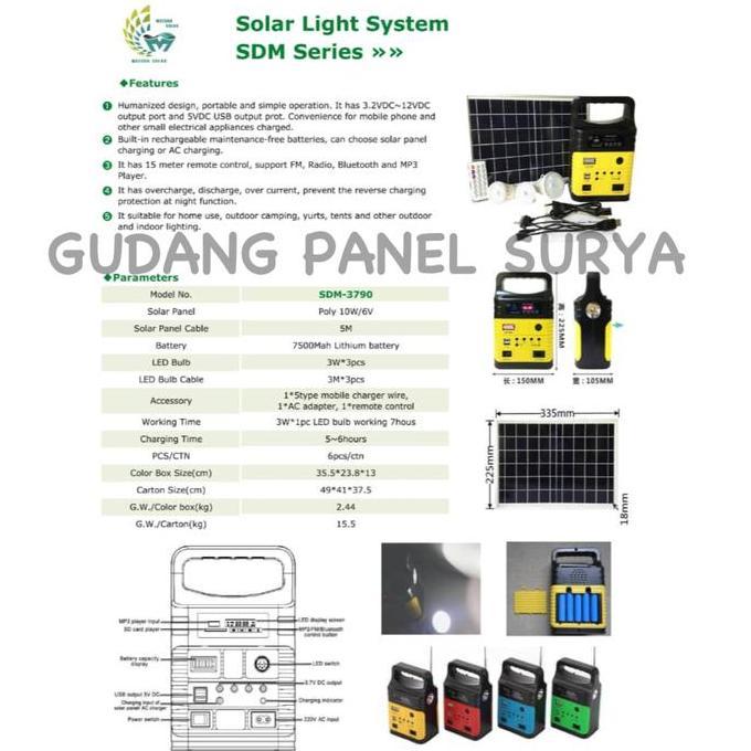 SHS Solar Home System 3 Lampu, Solar Panel PLTS 10W Paket Solar Panel 3 Lampu 10wp 10 Wp