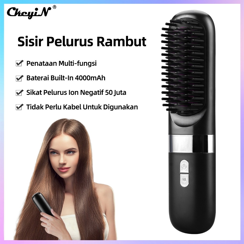 Ckeyin Sisir Catok Pelurus Rambut Elektrik Wireless Catokan Sisir Pelurus Rambut Tanpa Kabel Comb