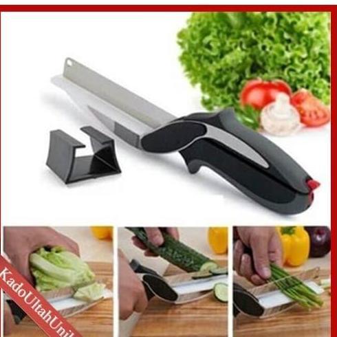 TERLARIS CLEVER CUTTER 2 IN 1 GUNTING DAPUR DENGAN TALENAN