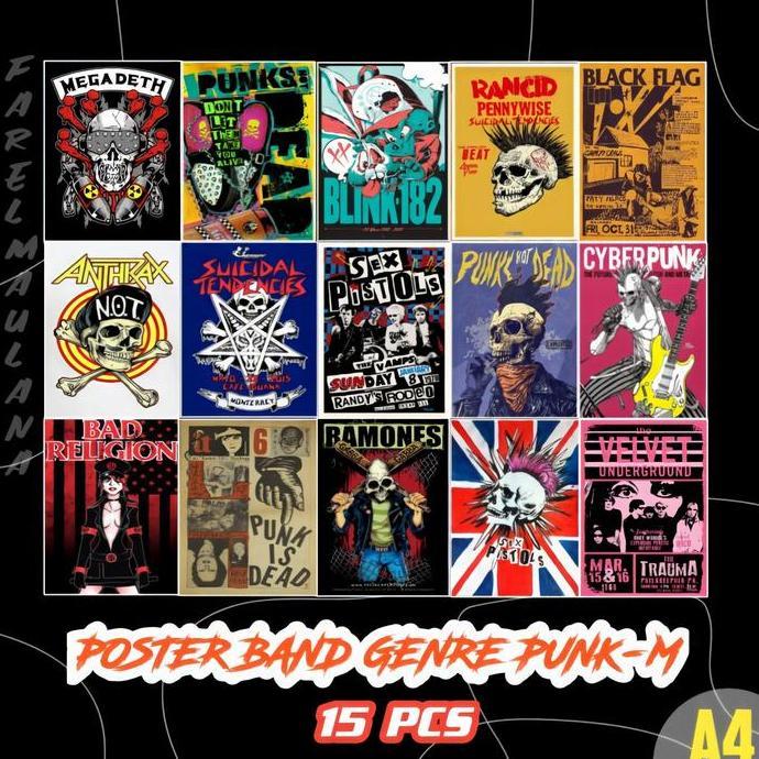 TERLARIS 15PCS POSTER DINDING KAMAR TEMA BAND PUNK - POSTER AESTHETIC KAMAR BAHAN TEBAL