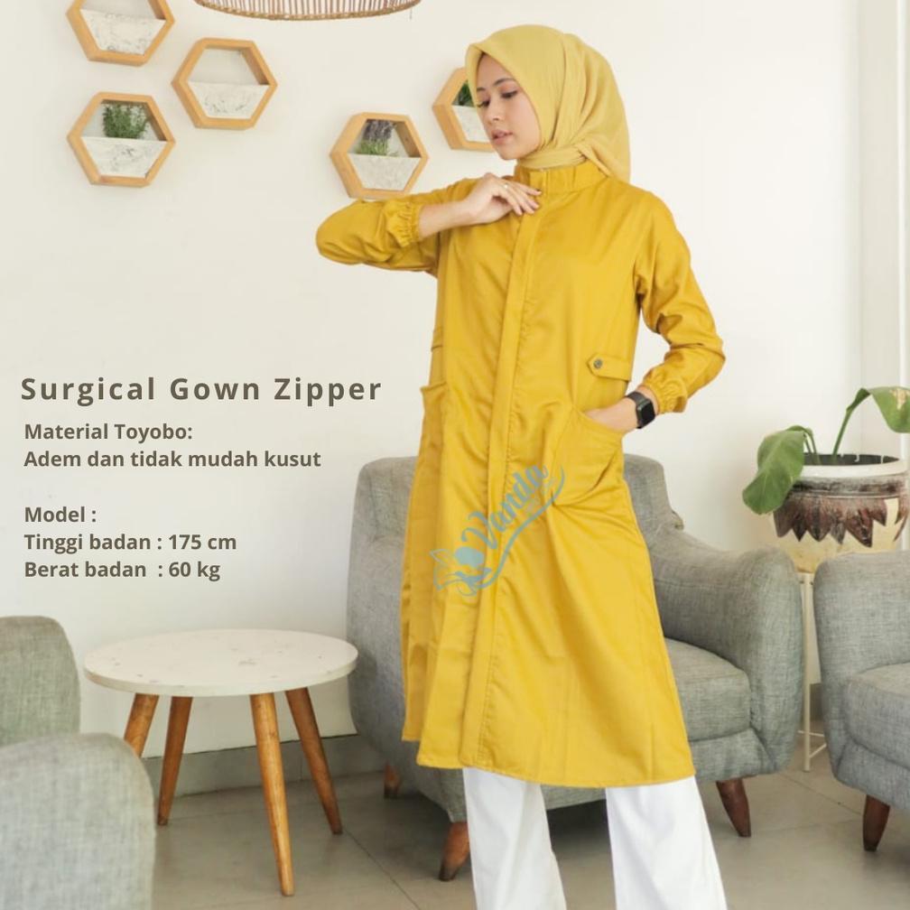 Gown APD/Scrub Dokter/Gown medis model zip terlaris