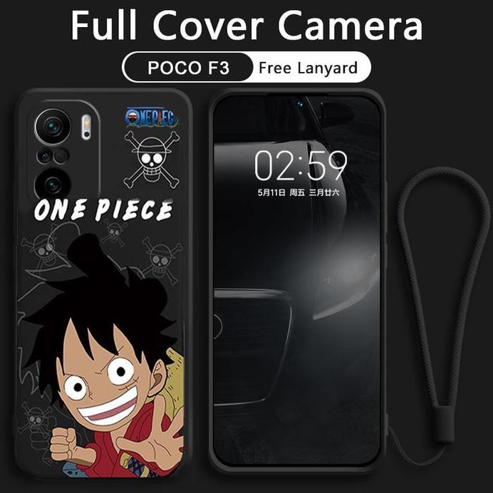 Ready Case   untuk Poco F3 LUFFY One Piece Softcase Square Silicone Gambar FREE TALI