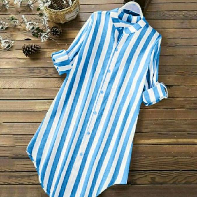 VATGUVOH Tunik Rara 613 / Tunik Wanita / Tunik Salur / Pakaian Wanita / Tunik Lengan Panjang / Baju 