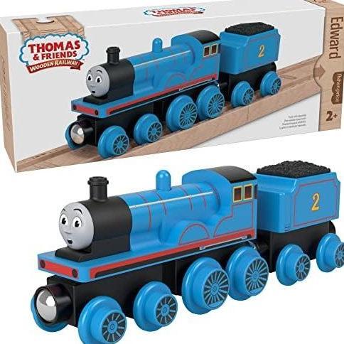 Thomas & Friends Wooden Railway, Toy Train Edward Push-Along Wood Engine & Coal Car Edward