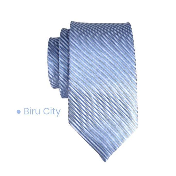 Dasi Biru Sky Biru Muda Biru Soft Biru Langit Motif Salur Halus