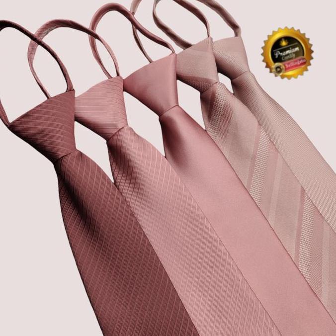Dasi pink  polos dasi instan pria dusty pink