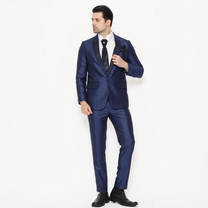 New  Jas Pria Semi Wool Shining Setelan Jas Pengantin Pria Bahan Tebal - YUNG