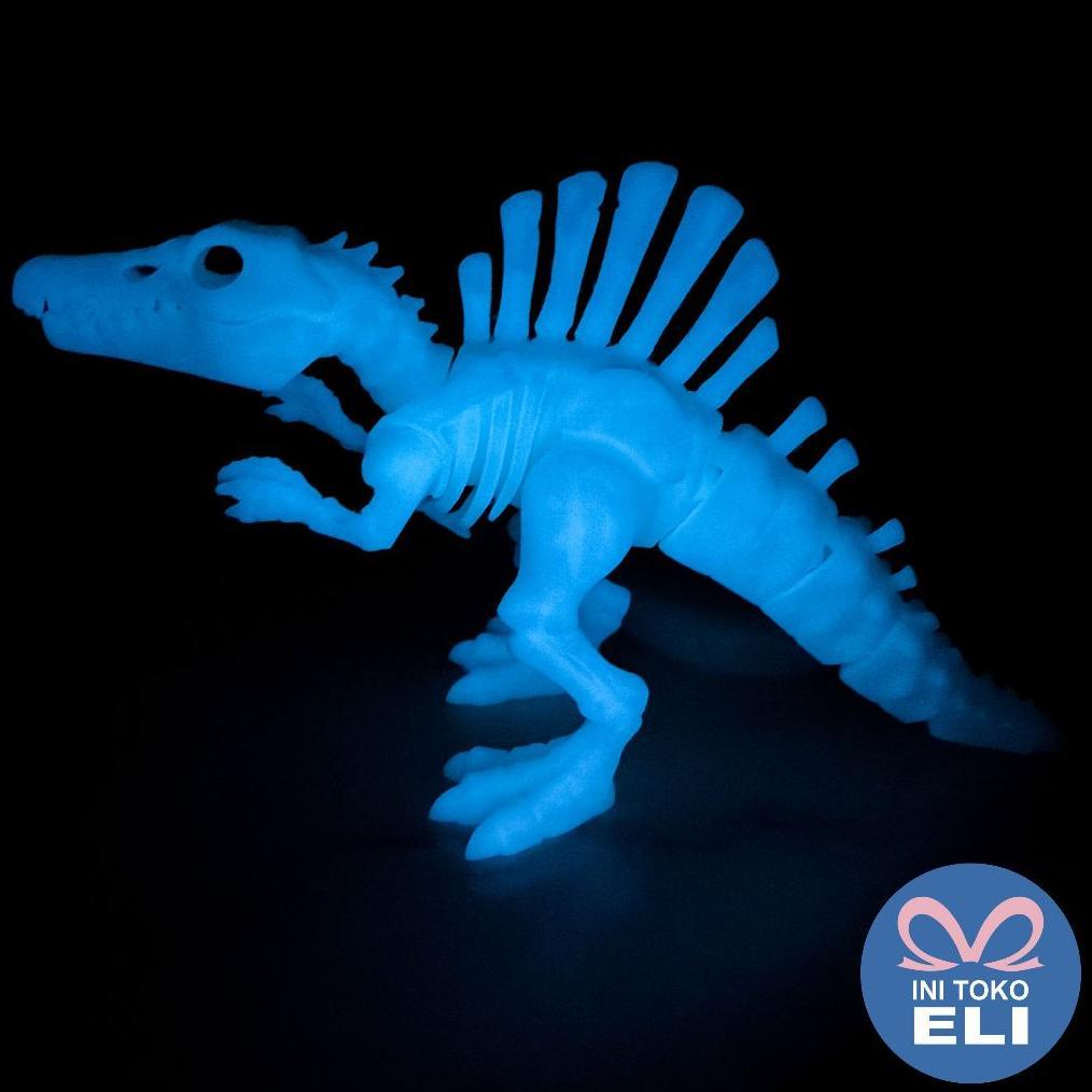 FAST DELIVERY MAINAN ANAK DINO DINOSAURUS T-REX TRICERATOPS SPINOSAURUS FOSIL GLOW REPTIL ARTIKULASI