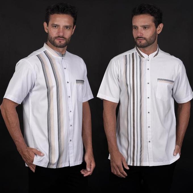 Casella Baju Koko Pria Lengan Pendek Premium | Baju Koko Putih Azhar