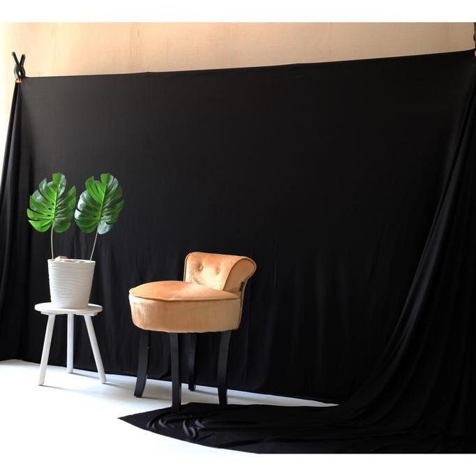 Ready  KAIN BACKDROP KAIN BACKGROUND KAIN DEKORASI KAIN FOTO POLOS HITAM LEBAR 1,6M