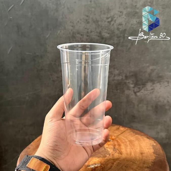 Ready  Kemasan Gelas Plastik 22 oz Gelas Cup Minuman Plastik 22 oz Cup Kopi Datar 22 oz