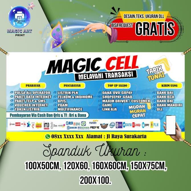 Ready  SPANDUK BANNER Konter Biru MMT Spanduk Custom 200x100