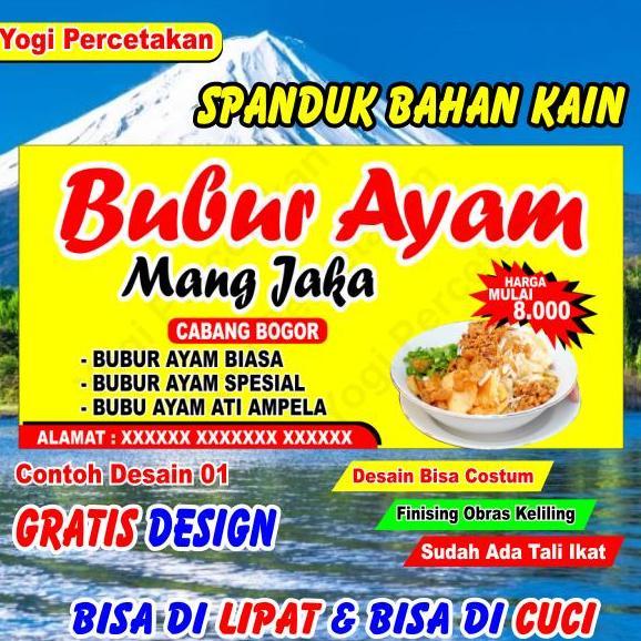 Ready  Spanduk Kain Bubur Ayam Desain Bisa Costum Sesuai Keinginan BUBUR AYAM
