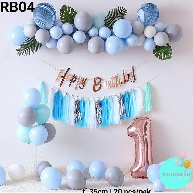 Ready  RB04 Dekorasi back drop rumbai kertas foil banner tassel mix 4 warna