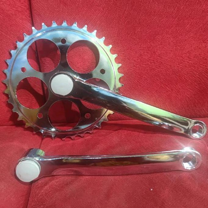 Ready crank 36t chrome bisa operan gigi dan single speed gir sepeda 36 t bisa fixie mtb
