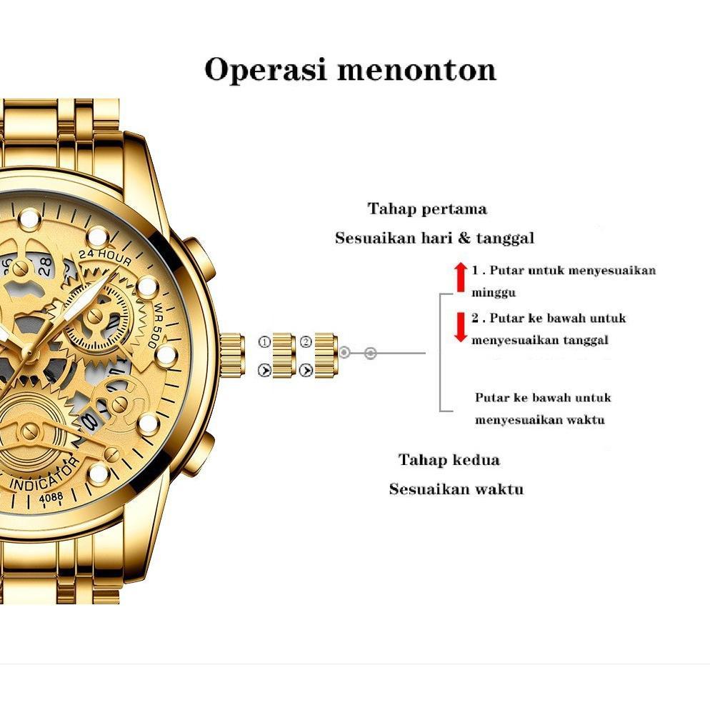 NEW Aokeyo 4088 Jam Tangan Pria Anti Air Original Luxury Stainless Steel Free BOX+Kartu