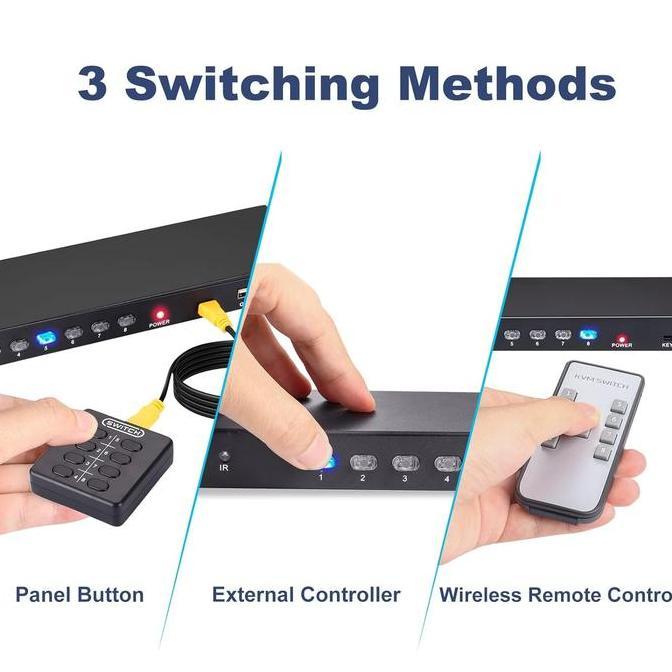 New KVM VGA SWITCH USB 2.0 8 Port Free Kabel KVM 8 pcs