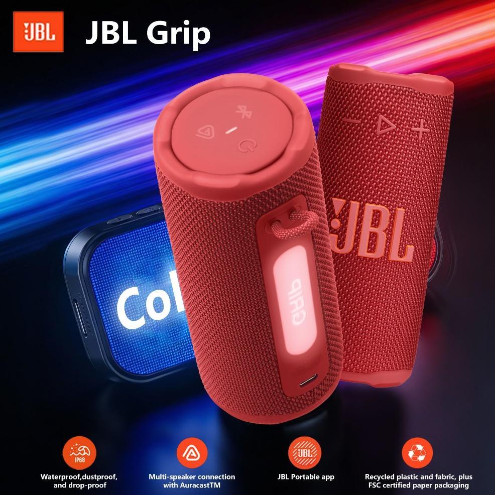 Jbl Grip Speaker Bluetooth Portabel Ringkas Dengan Jbl Pro Sound Yang Mantap Dan Cahaya Ambiens Blue