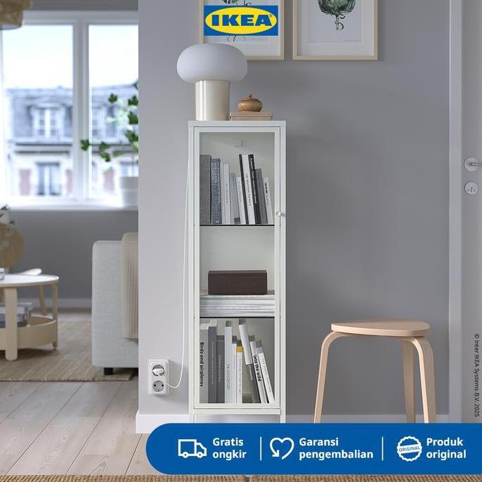 IKEA BAGGEBO Lemari Pajangan dengan Pintu Kaca 34x30x116 cm