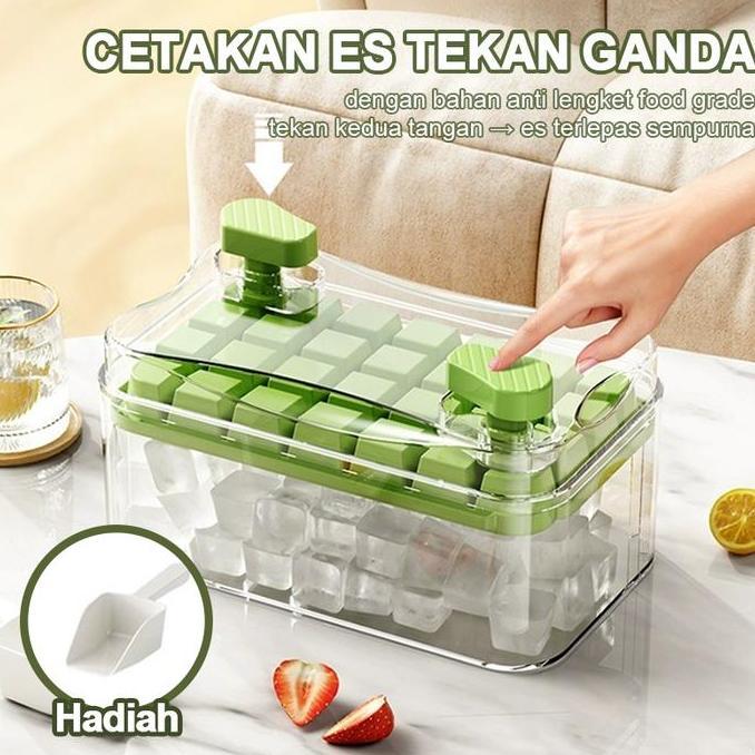 JC Ice Cube Maker 28 Grid Cetakan Es Batu Kristal Transparan, Pembuat Es Batu Mini Praktis, Tempat E