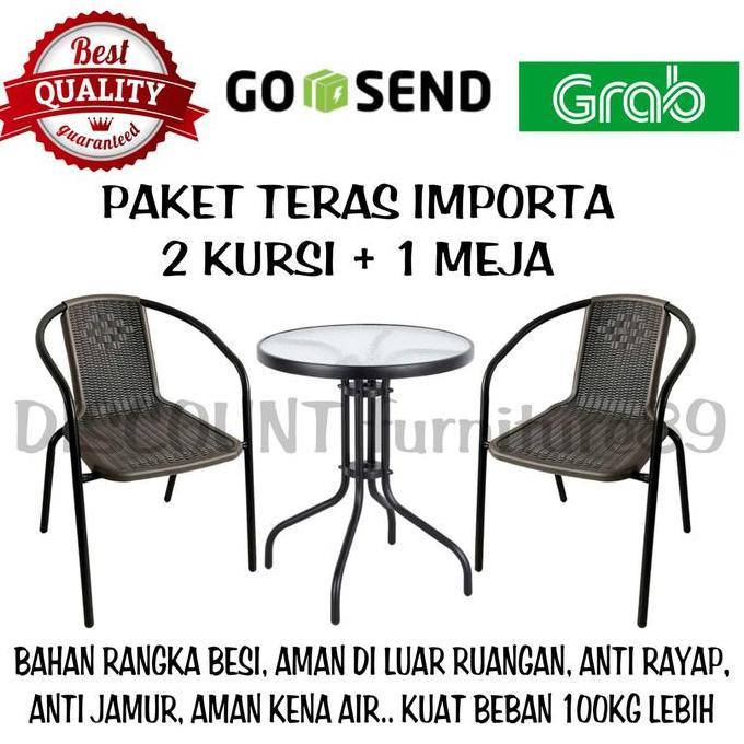 Kursi Meja Teras Besi Set 2 Kursi + 1 Meja Cielo Teraso Merk Importa