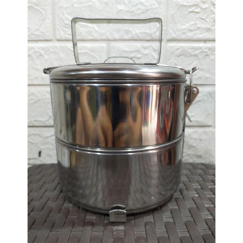 Big Promo Rantang Stainless Stell Jepit 2 Susun 14Cm / Rantang Jepit Kecil / Rantang Makanan 14X2 Ke