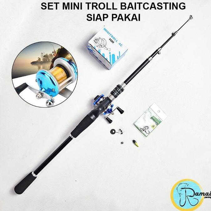 1 Set Alat Pancing Mini Trolling Baitcasting 8-16 Lbs