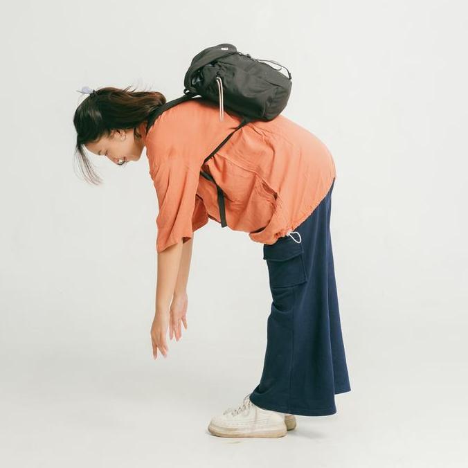 Evroa Nancy Medium Backpack - Black canvas | Tas Mini Ransel Ipad, Notebook 12 inch | Backpack Wanit