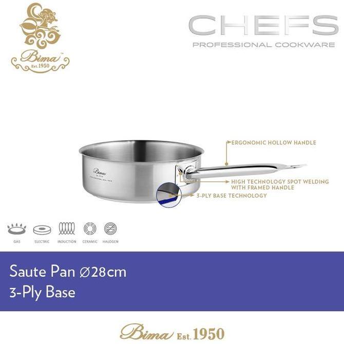 Bima Saute Pan Chef SUS 304 3Ply Tebal Wajan Tumis Stainless Steel