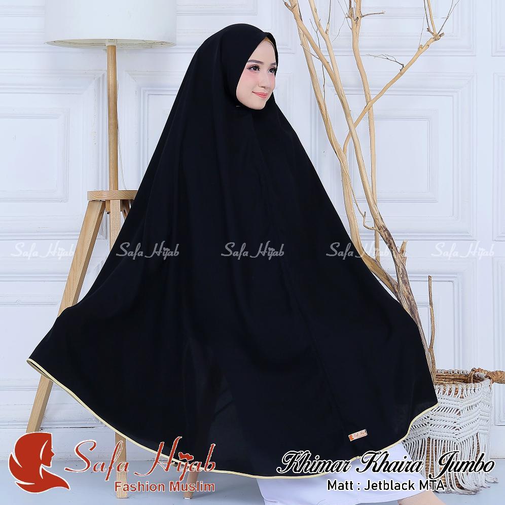 kualitas super khimar jumbo syar'i jetblack mta syar'i jumbo oryginal list pita warna/polos super ca