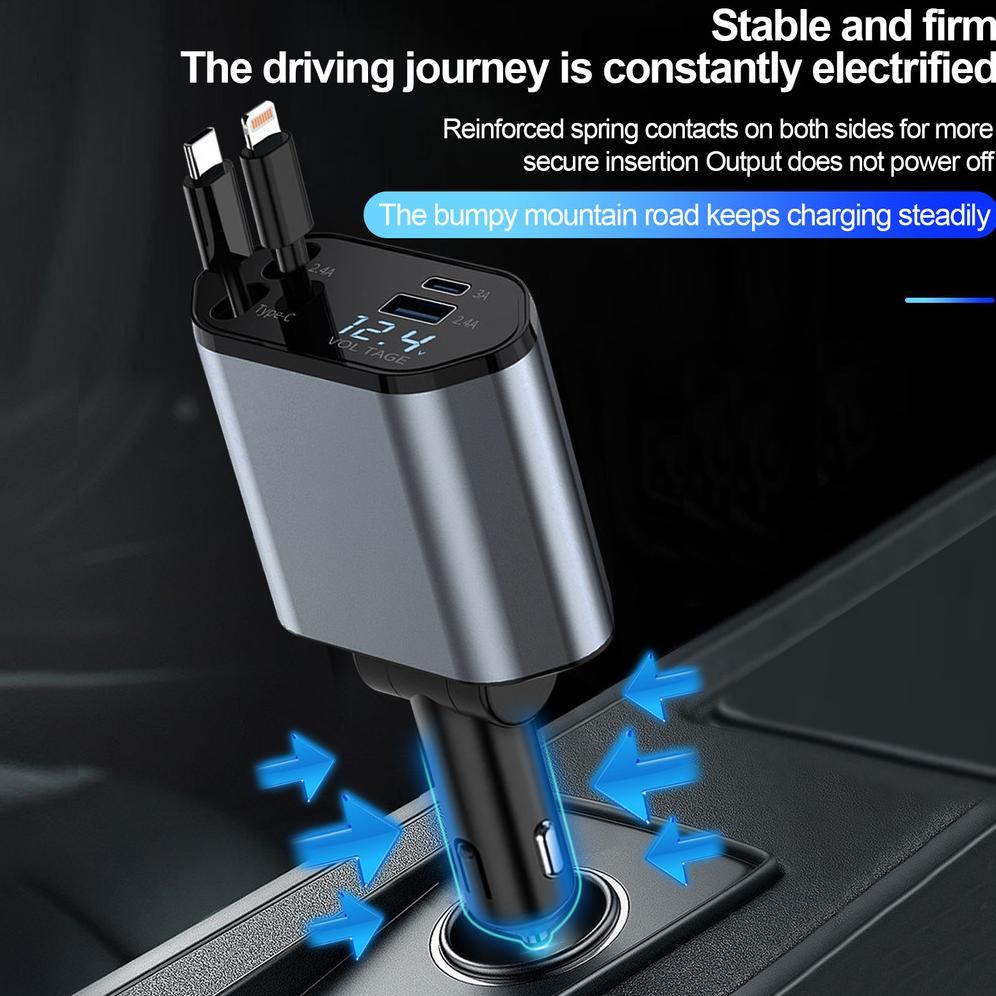 CUCI GUDANG FURINTAMA CAR CHARGER MOBIL 4 IN 1 PORT USB IOS ANDROID 120W