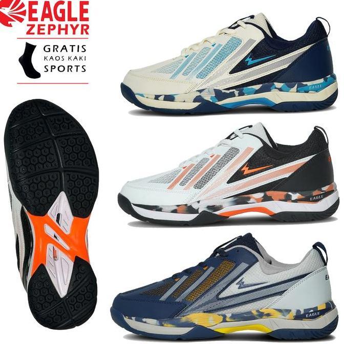 Sepatu Badminton Eagle Zephyr Original Warna Putih Pria Wanita