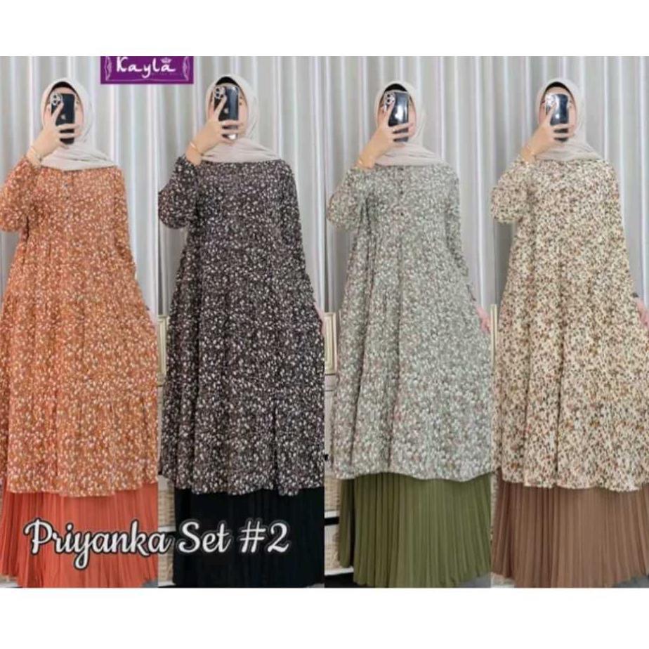 hot oneset dress milenial setrok polo shirt setelan gamis wanita muslimah long tunik luna top crop h