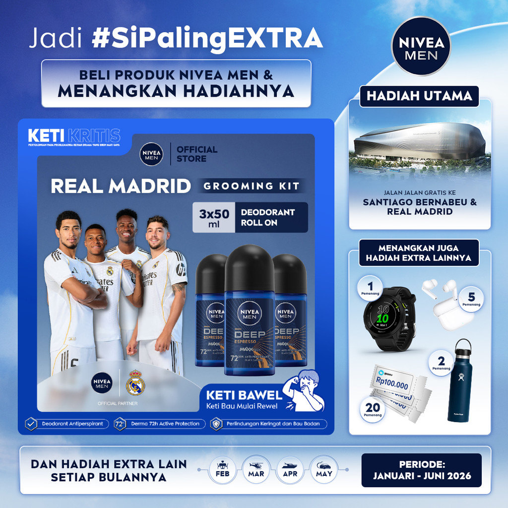 (PAKET HEMAT ISI 3) NIVEA MEN Deodorant Roll On Deep Espresso 50ml - Deodoran pria melawan bakteri k