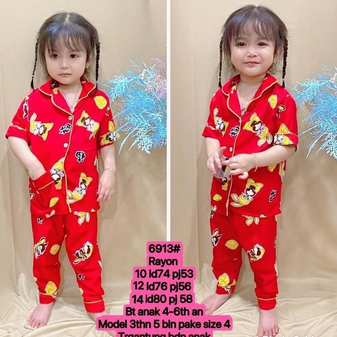 NEW - 6913# baju tidur anak2 imlek kelinci 2023