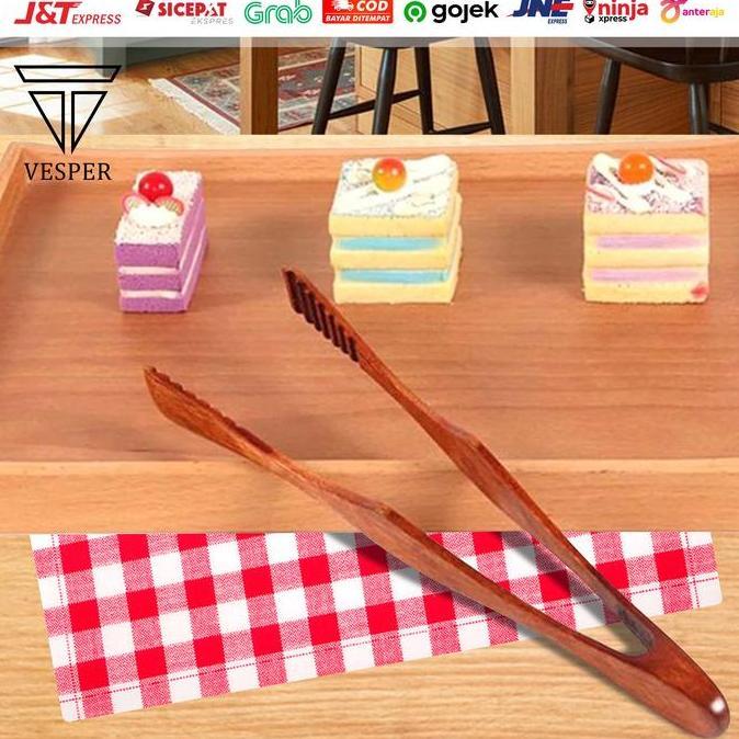 Punyakau- Wooden Food Tong Clip / Capitan Makanan Kayu Bbq Kue Roti Daging Sayur