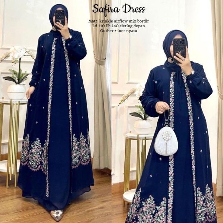 READY STOCK Gamis Jumbo Safira Dress Gamis Cringkel Airflow Terbaru Dress Green sage Gamis Abaya Tur