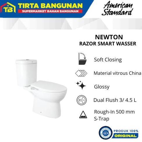 TERLARIS AMERICAN STANDARD NEWTON RAZOR SMART WASSER DUAL FLUSH CLOSET / KLOSET / TOILET / WC DUDUK 