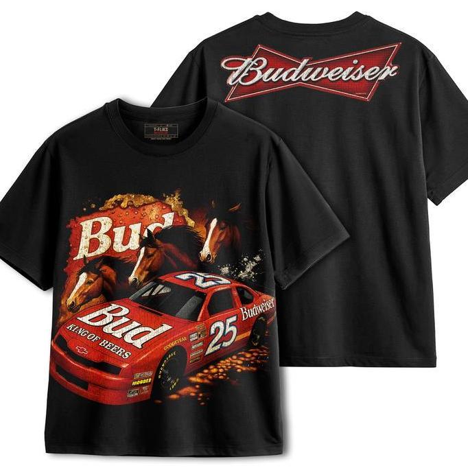 TFLIKS | NASCAR BUDWEISER KAOS SPORT TSHIRT OVERSIZE UNISEX HITAM