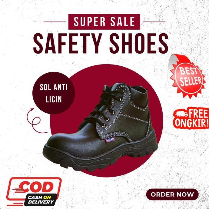 HARGA DISC - sepatu safety King Edmundo Ujung Besi sol karet tidak licin model sporty harga terjangk