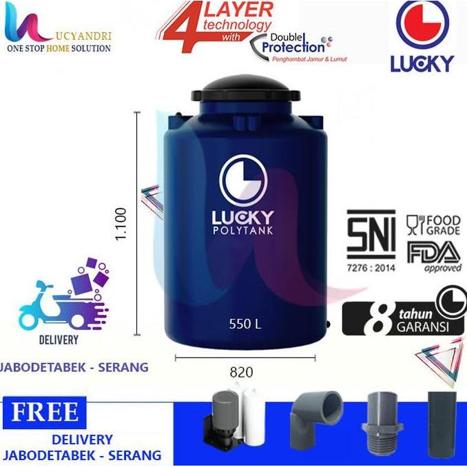 TERLARIS TANGKI AIR PLASTIK LUCKY LS 550 TANDON AIR, TOREN AIR, 550 L NEW