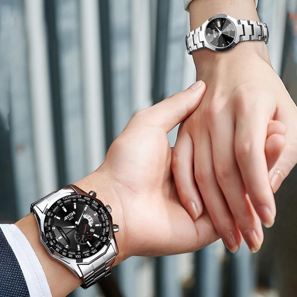 VALUE PACK AIYISHI Jam Tangan Couple Anti Air Original Rantai Couple Watch Model 1623 1658 KEKINIAN