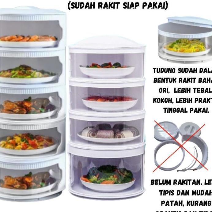 Tudung Saji Rak Susun Tempat Penyimpanan Makanan Rakitan 2 3 4 5 Tingkat Tebal Tertutup Tetap Hangat